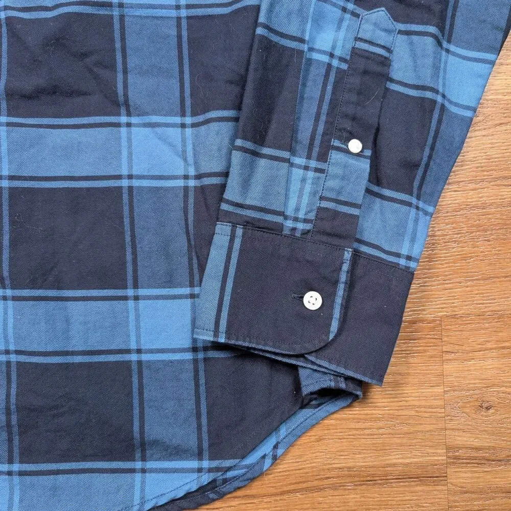J. Crew All Cotton Oxford Shirt Mens Large Blue Slim Fit Long Sleeve Button Down